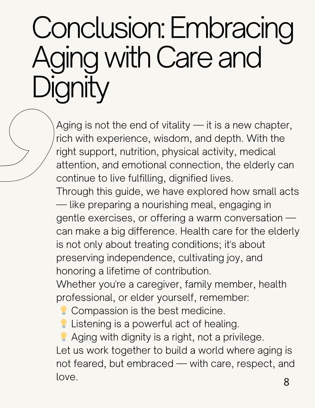 Elderly health care guide; Towards healthy and dignified aging